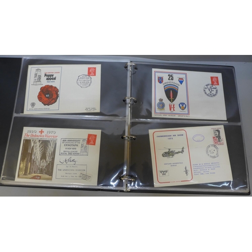 719 - Stamps; military related covers including flight (some signed), in album (52)