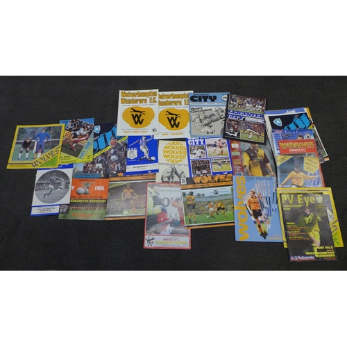 729 - Football memorabilia; thirty-seven Wolverhampton Wanderers programmes from 1960's onwards (home and ... 