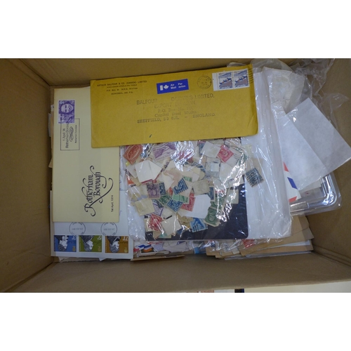 739 - Stamps; a box of stamps, covers, etc., loose and in albums