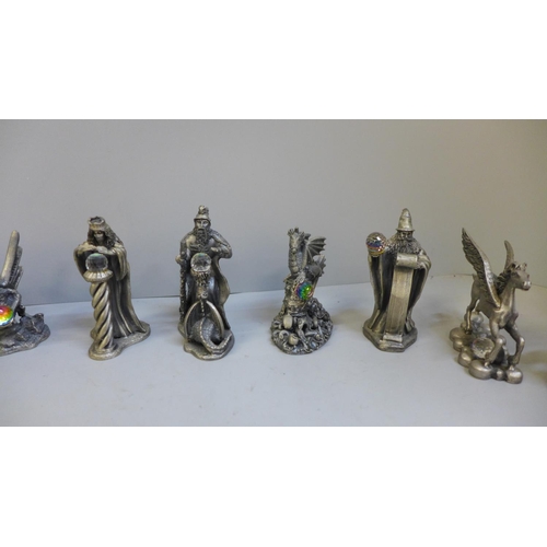 750 - Ten Tudor Mint pewter Myth and Magic figures