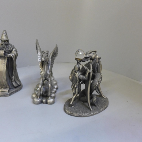 750 - Ten Tudor Mint pewter Myth and Magic figures