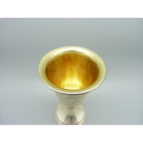 845 - A white metal Kiddish cup with continental marks, 52g