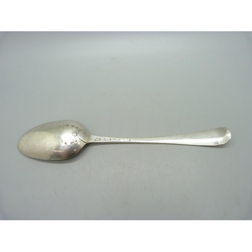 856 - A silver George III bottom marked serving spoon, 55g