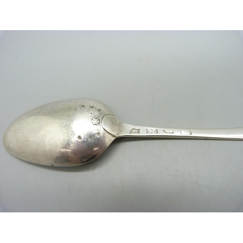 856 - A silver George III bottom marked serving spoon, 55g