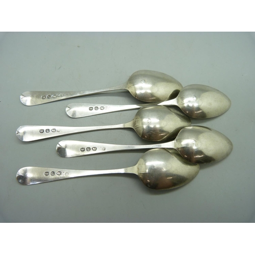 861 - A set of five silver spoons, W. Bateman, London 1780, 53g