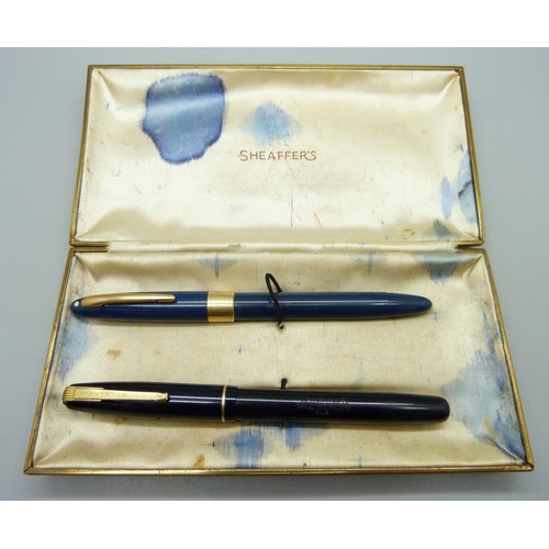 871 - Two Sheaffer fountain pens, both with 14ct gold nibs