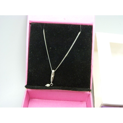 893 - Silver and silver mounted pendants with chains