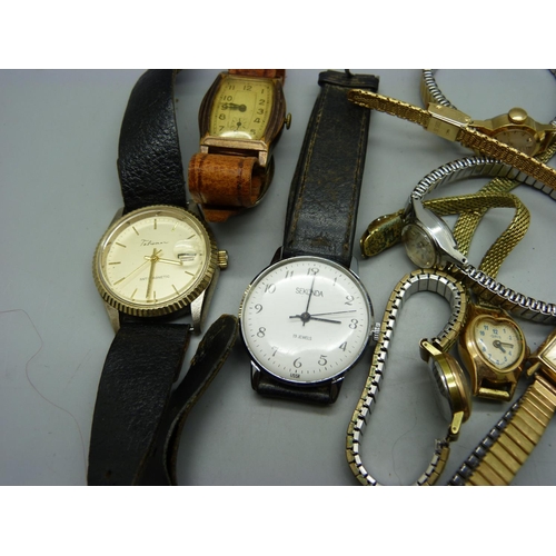 898 - Lady's and gentleman's mechanical wristwatches including Seiko Diashock and gentleman's rolled gold