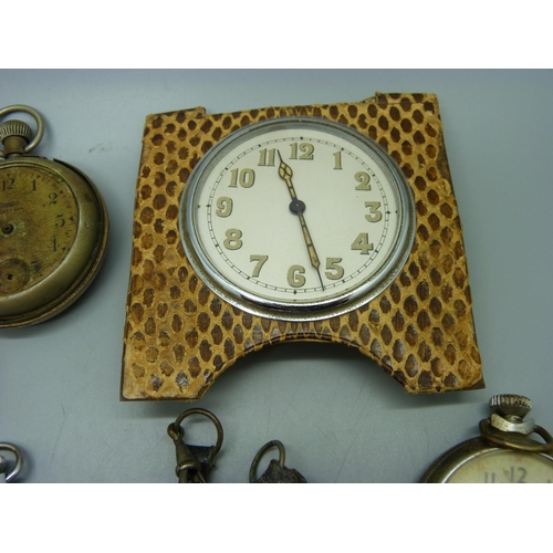 906 - Pocket watches and a travel clock