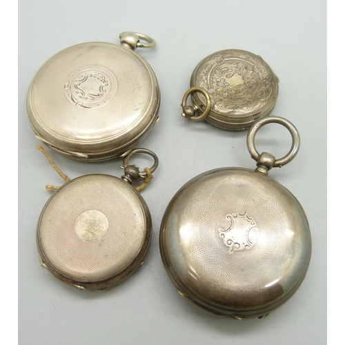 994 - Two silver pocket watches and two silver fob watches