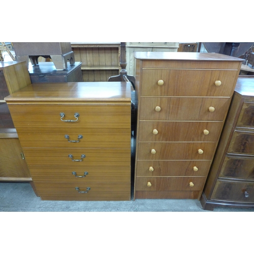 118 - A teak chest of drawers and a simulated teak chest of drawers