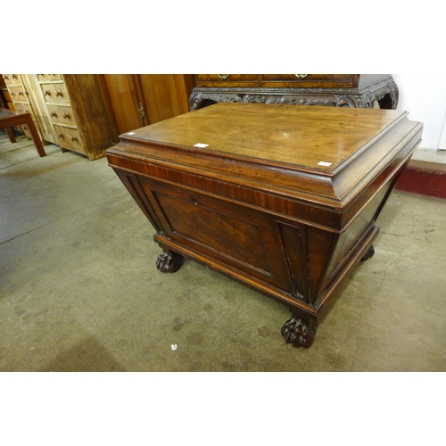 147 - A George IV mahogany sarcophagus shaped wine cooler