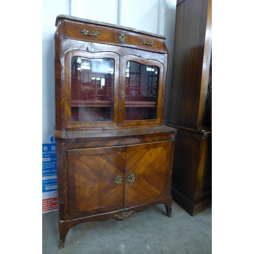 150 - A small 19th Century French rosewood and marble topped side cabinet