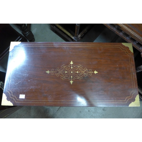 162 - A pair of small eastern hardwood and brass inlaid chests of drawers