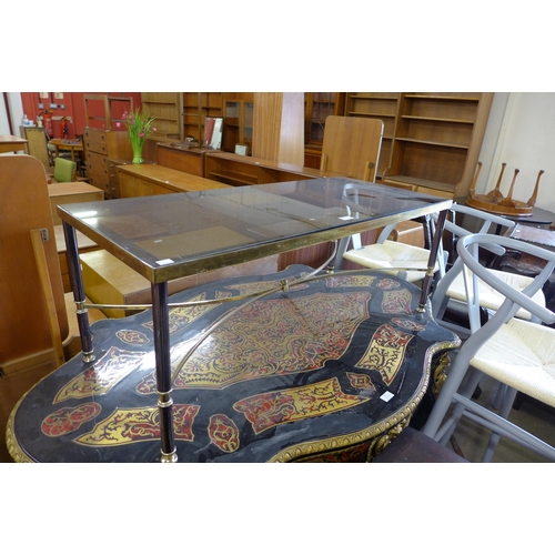 192 - An Italian brass and glass topped rectangular coffee table