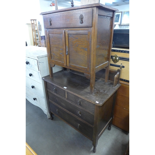 265 - An oak chest of drawers and an oak washstand