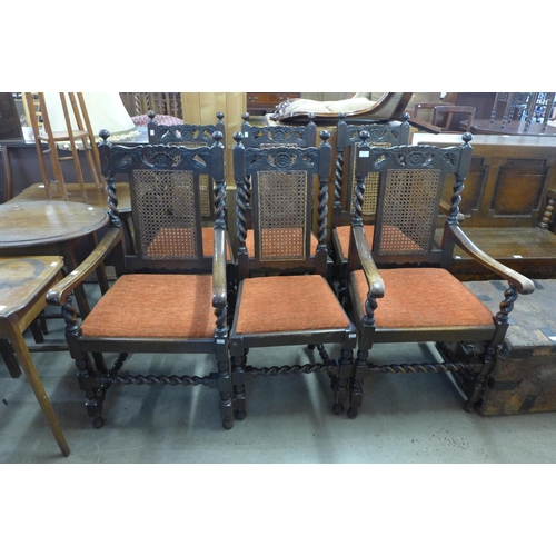 312 - A set of six oak bergere dining chairs