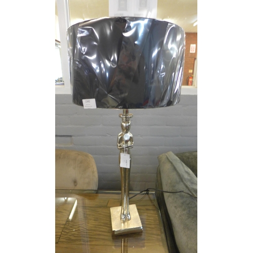 1331 - An Oscar statue silver table lamp with a black shade, H 52cms (30-774-B039)   #