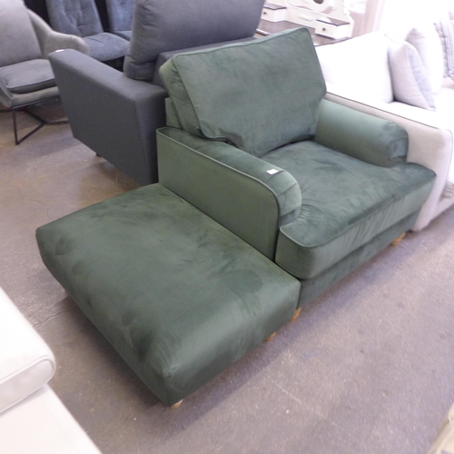 1474 - A Benwick Flex Alpha Forest velvet standard armchair and footstool