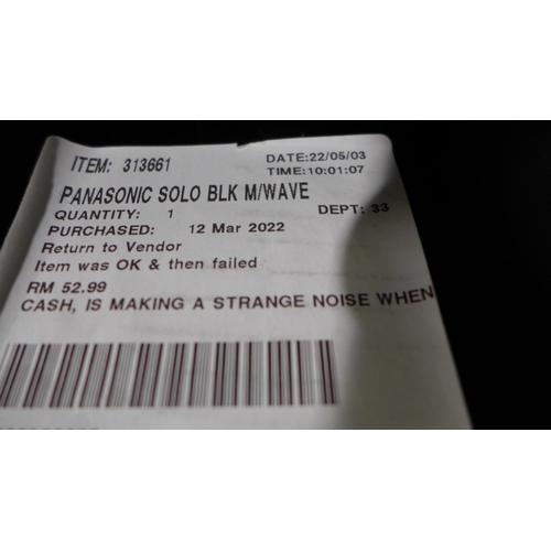 3153 - Panasonic Solo Black Microwave  (255-102)   * This lot is subject to vat