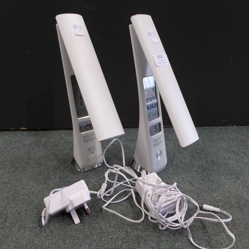 3203 - 2 x Ottlite Desk Rise Lamp/Clocks (255-29)   * This lot is subject to vat