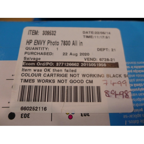 3222 - Hp Envy 7830 Aio Printer (model no.:- Y0G50B)  (255-162) * This lot is subject to vat