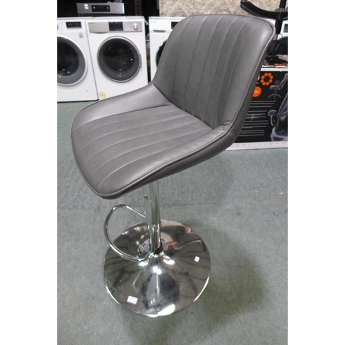 3235 - Bayside Furnishings Grey Stitched Gas-Lift Bar Stool (255-175)   * This lot is subject to vat