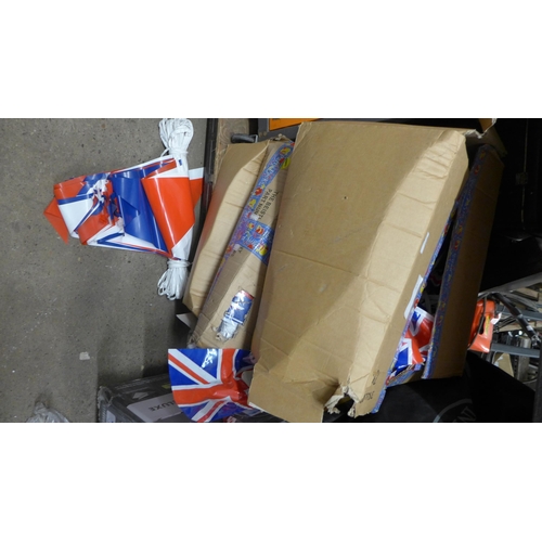 2069 - Three boxes of bunting, mostly Union Flag/red, white and blue