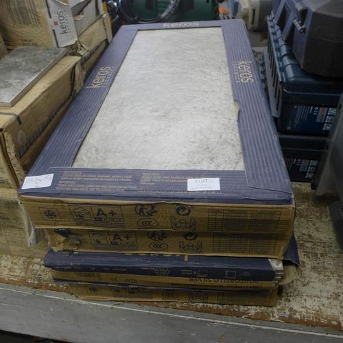 2107 - 4 Boxes of Portobello silver floor tiles (24 tiles approx 4 sqm)