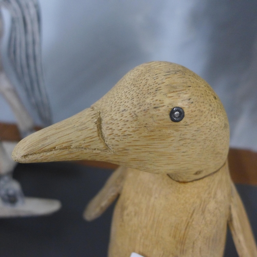 1396 - A hand carved wooden penguin, H 33cms (ACC03013)   #