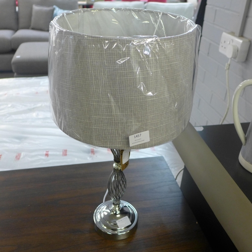 1457 - A silver wire design table lamp with pale grey shade, H 55cms (EUGS2B600DRM22)   #