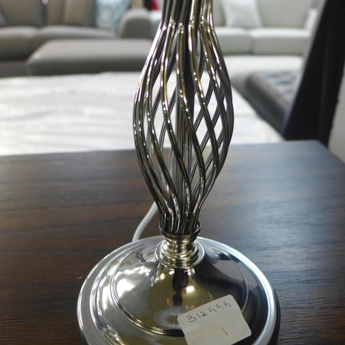 1457 - A silver wire design table lamp with pale grey shade, H 55cms (EUGS2B600DRM22)   #