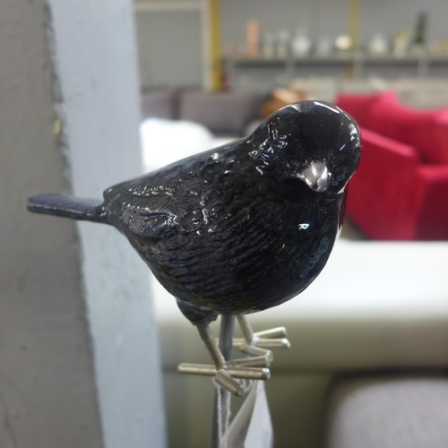 1527 - A brushed black enamel bird on planter spike (3486207)   #