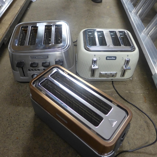 2154 - Three 4 slice toasters: Tefal Avanti,  Morphy Richards and Breville