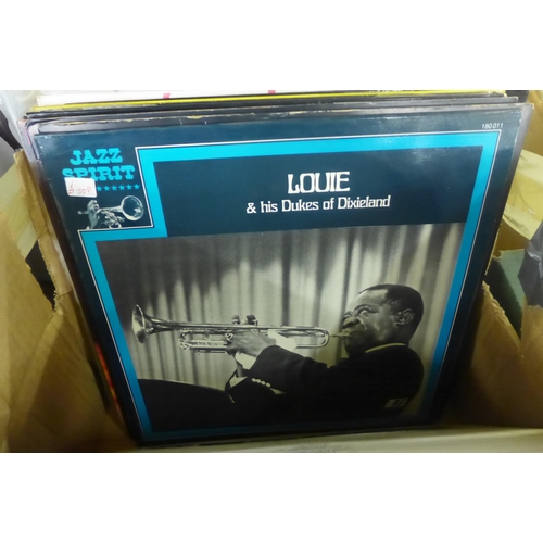 2157 - Box of LP records, microphones and 7