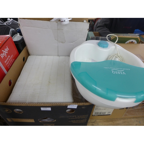 2169 - Footspa and shower, boxed, shower stool and Phillips travel kettle in box