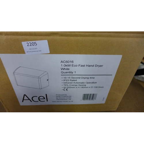 2205 - Acel 1kw Eco hand dryer, boxed, unused