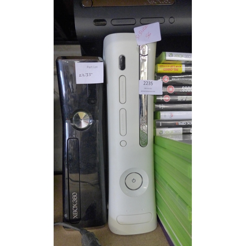 2235 - Xbox 360 job lot: 3 consoles and approx 50 games plus accessories