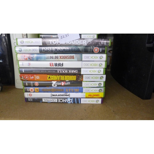 2235 - Xbox 360 job lot: 3 consoles and approx 50 games plus accessories