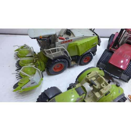 2246 - Approx 60 mixed farmyard toys: tractors, trailers, accessories, many die cast items