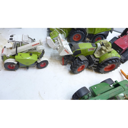 2246 - Approx 60 mixed farmyard toys: tractors, trailers, accessories, many die cast items