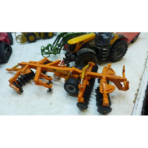 2246 - Approx 60 mixed farmyard toys: tractors, trailers, accessories, many die cast items