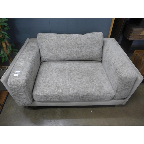 1377 - A grey textured weave and velvet love seat