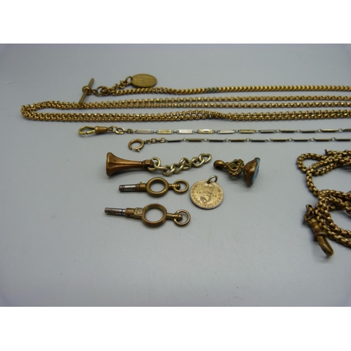 1050 - Two guard chains, two Albert chains and two fobs