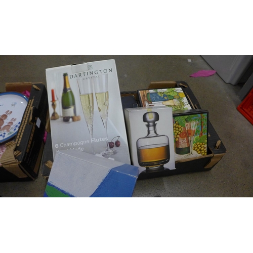 1139 - A box of various sized plates and a box of assorted wine glasses, boxed **PLEASE NOTE THIS LOT IS NO... 