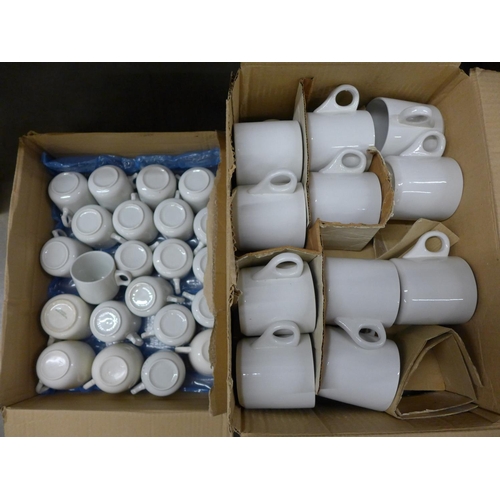 1145 - Two boxes of cafe cups and mugs **PLEASE NOTE THIS LOT IS NOT ELIGIBLE FOR POSTING AND PACKING**