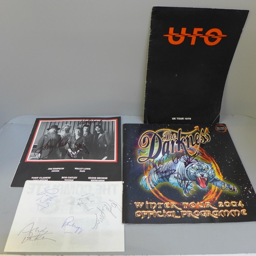 667 - Rock music signed programmes; The Darkness, UFO and Magnum (3)