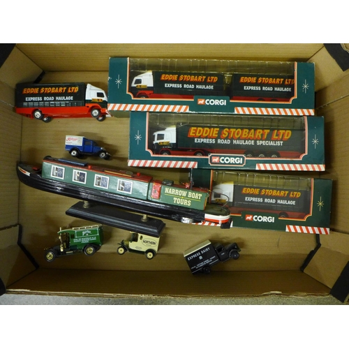 714 - Four Corgi Eddie Stobart model vehicles and other assorted model vehicles