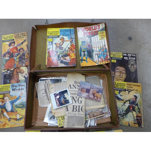 717 - A case of comics including Worlds Finest, Classics Illustrated, etc.