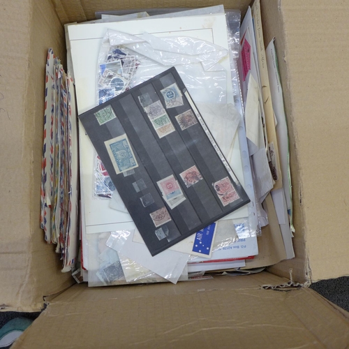 754 - Stamps; a box of stamps, covers, etc., loose and in albums